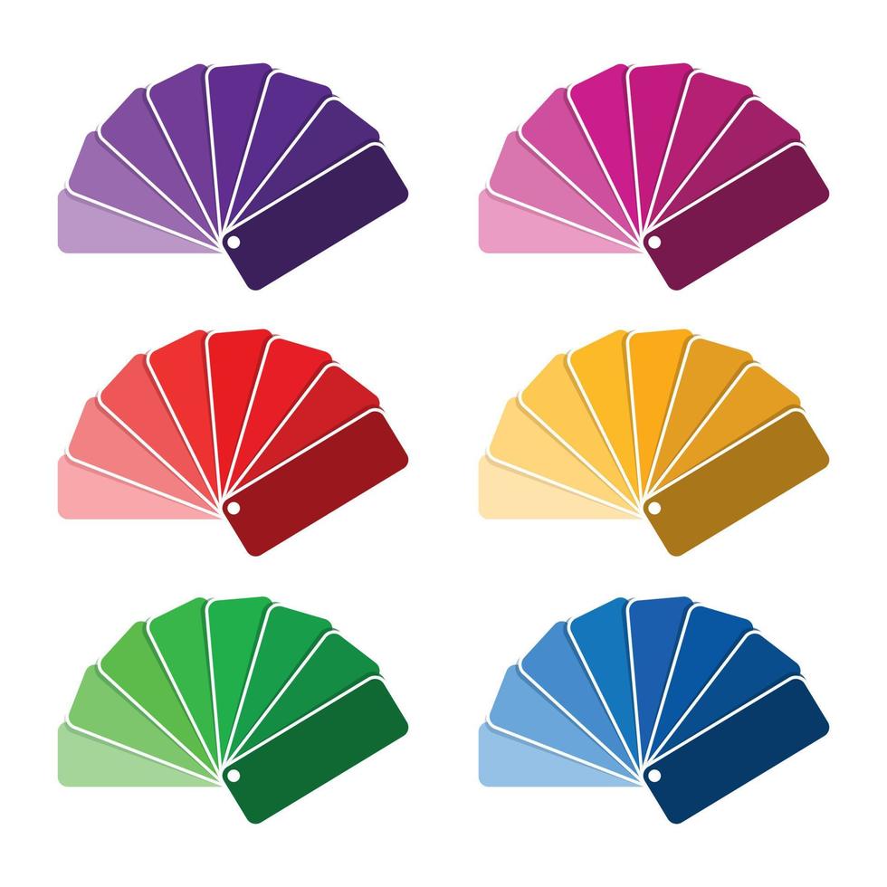set med sex färgpalett - lila, rosa, röd, gul, grön och blå smak vektor
