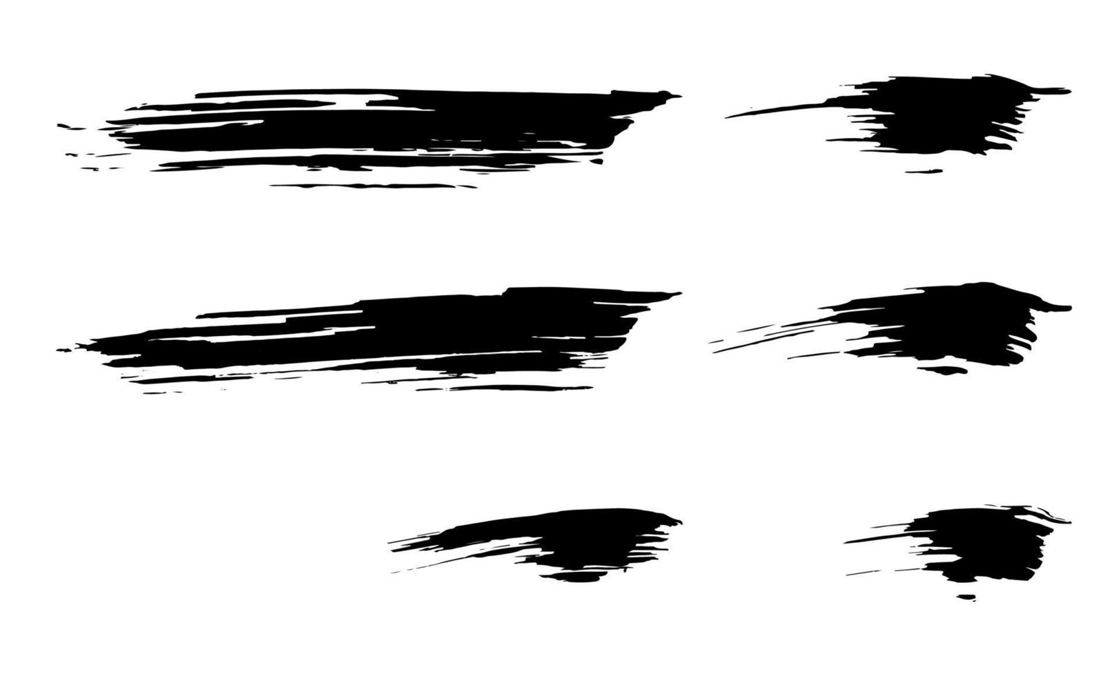 uppsättning av smutsig torr svart färg bläck penseldrag grafiska element samling vektor
