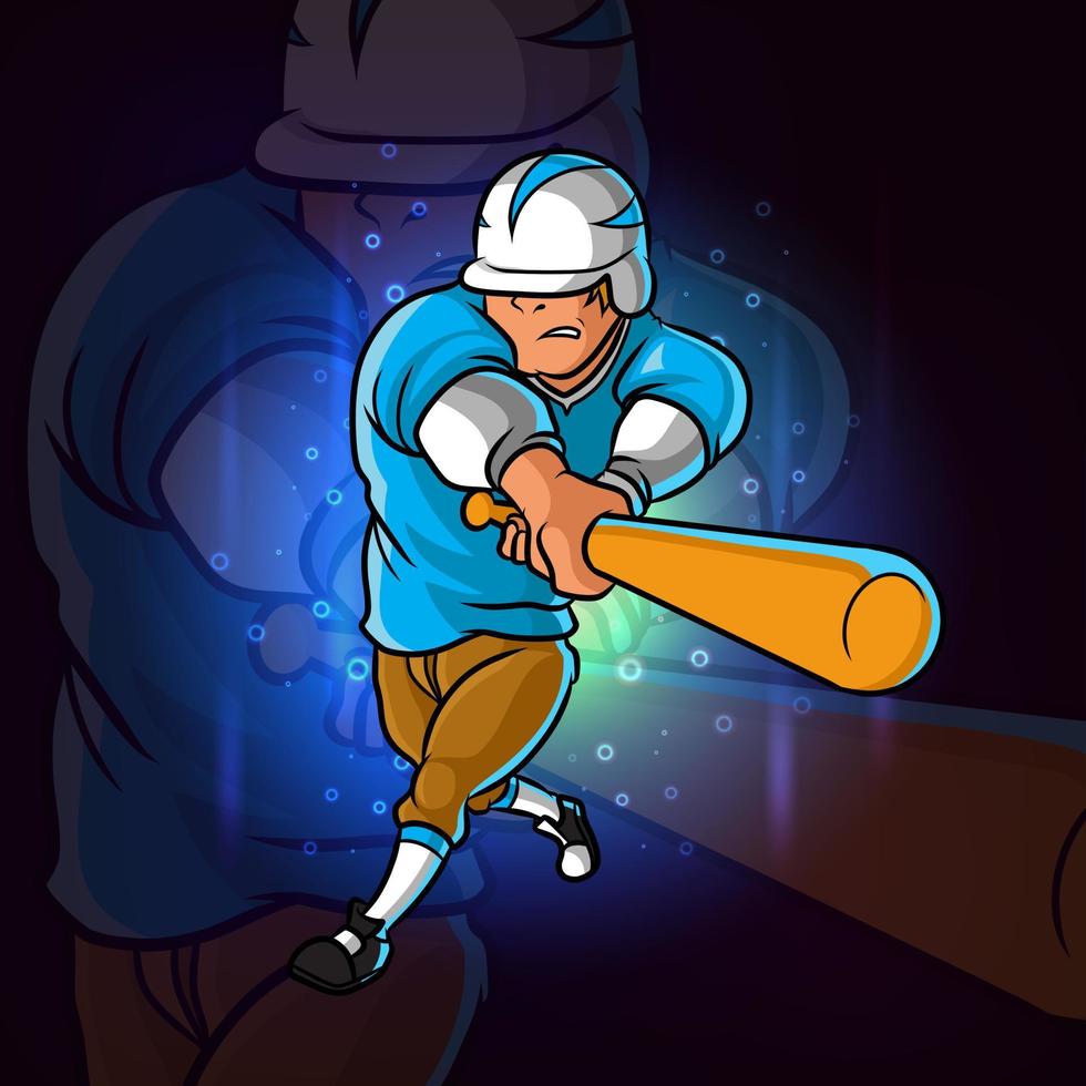 der Baseballspieler als Schlagmann für das eSport-Logo-Design vektor