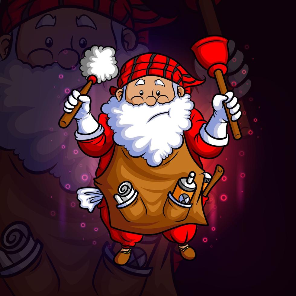 rörmokaren santa esport logotypdesign vektor