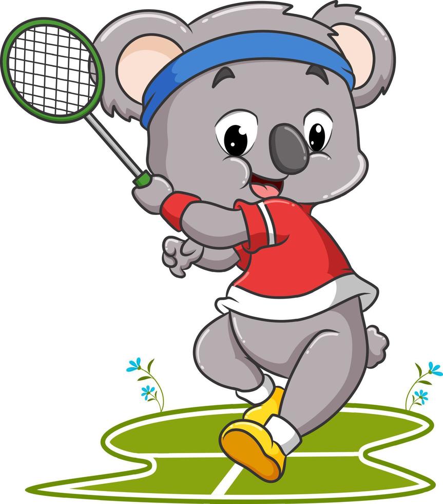 Der Koala spielt Badminton vektor