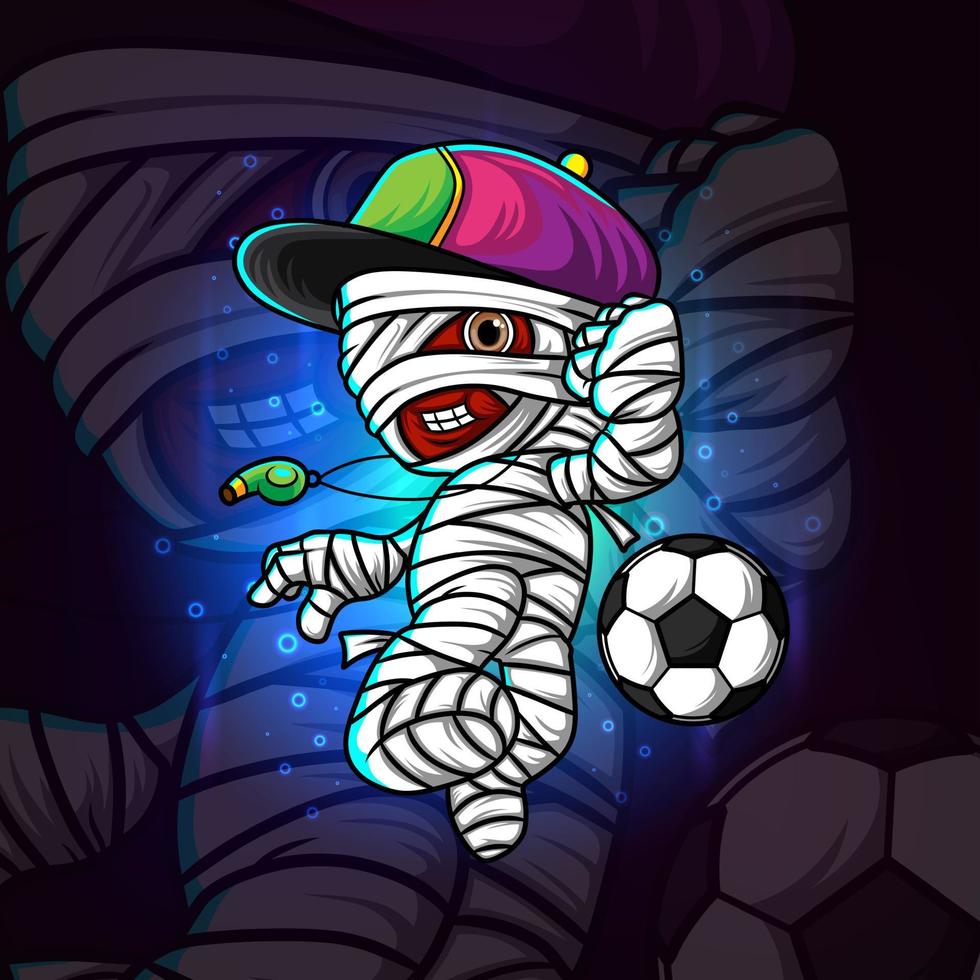 fotbollsdomaren mamma esport maskot design vektor