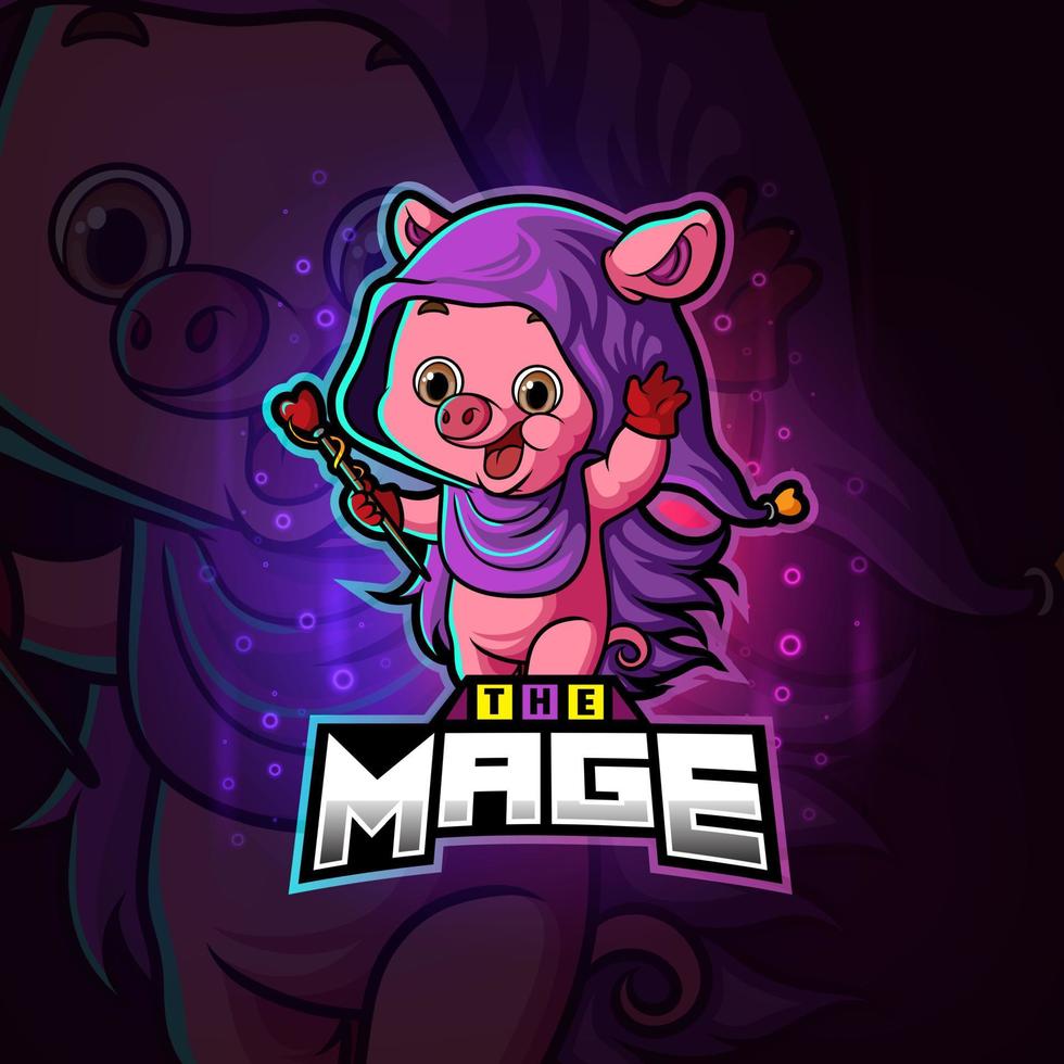 Das magische Magierschwein-Esport-Logo-Design vektor