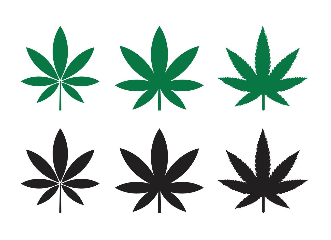 Set von Marihuana-Blattsymbolen vektor