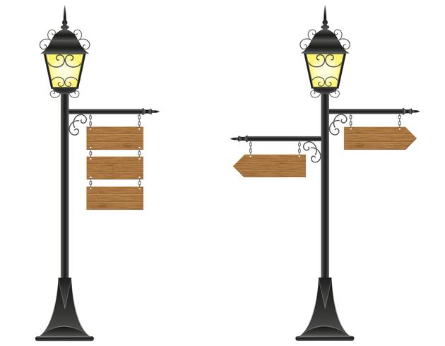 trästavar tecken hängande på en streetlight vektor illustration