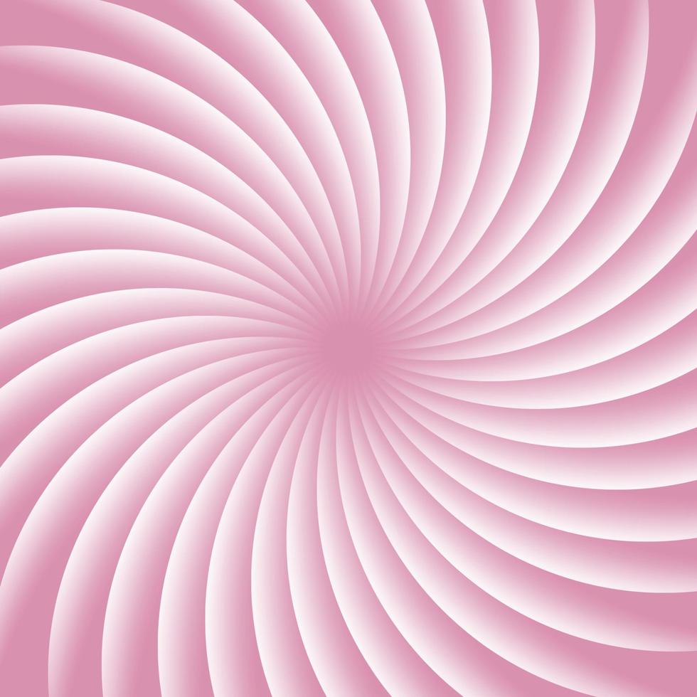 mjukt rosa och vit roterande hypnosspiral. snurra abstrakt bakgrund. optisk illusion. hypnotisk psykedelisk vektorillustration. koncentriska ljusstrålar. vektor