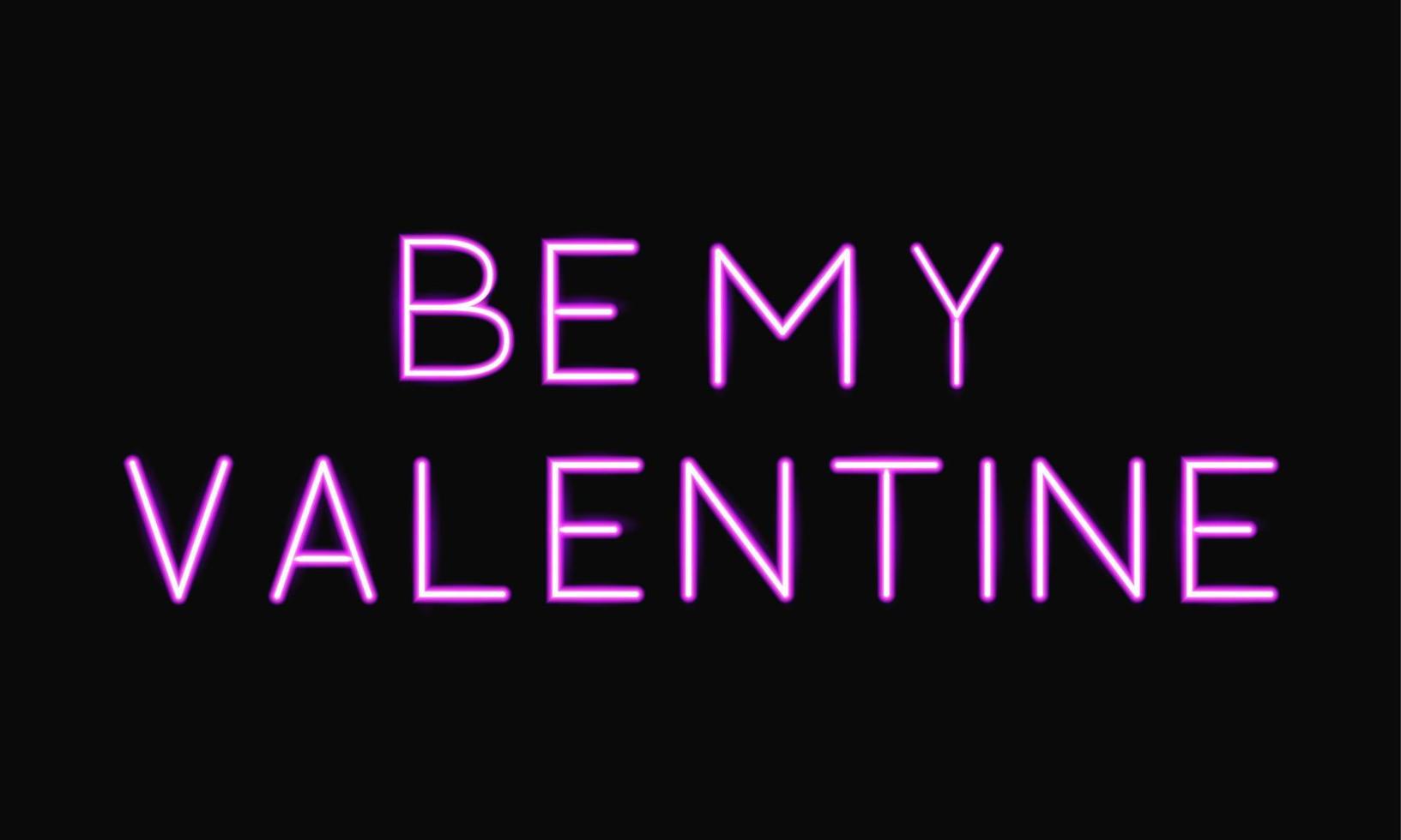 Seien Sie mein Valentinstag 3D-Neon-Banner auf dunklem Hintergrund. vektor