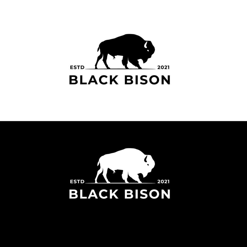 svart bison logotyp vektor design