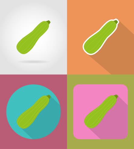 Zucchini grönsak platt ikoner med skugg vektor illustration