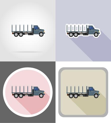 lastbil för transport av varor platta ikoner vektor illustration
