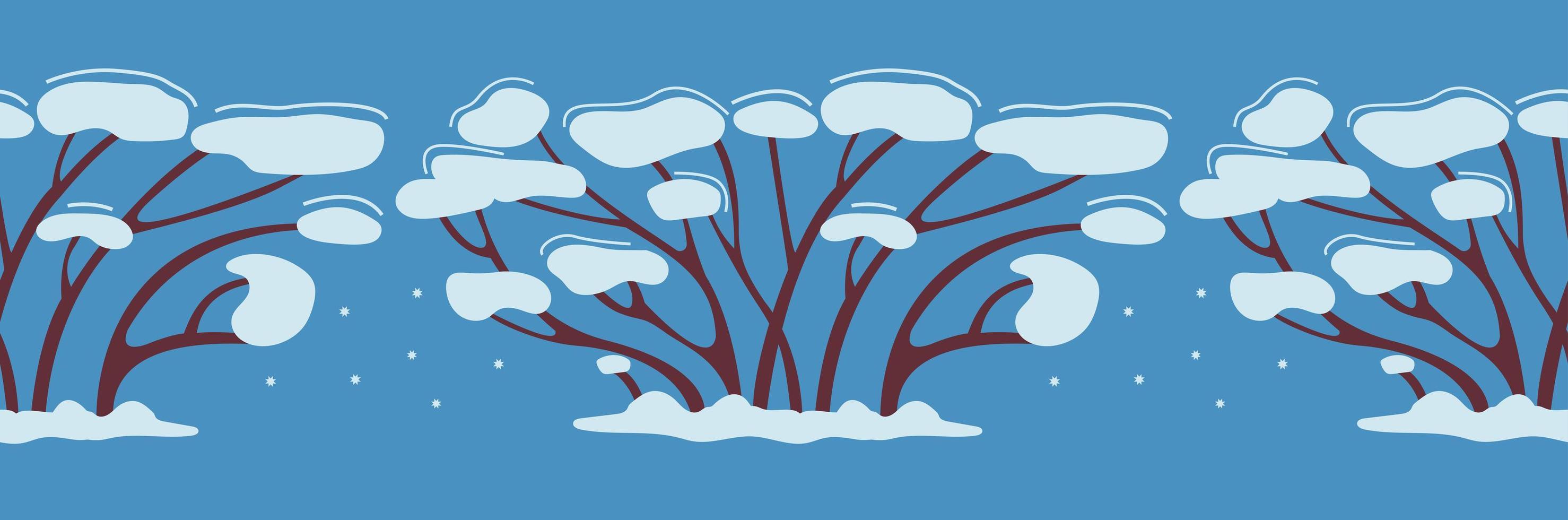 Winter Musterdesign Baum oder Busch im Schnee. es wächst im Winter. Dekor für das Design des neuen Jahres. Klebeband-Design. einfache Vektorgrafik im flachen Stil auf blauem Hintergrund vektor