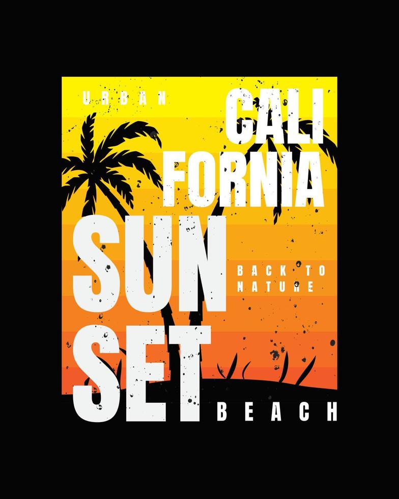 Kalifornien Sonnenuntergang Illustration Typografie. perfekt für T-Shirt-Design vektor