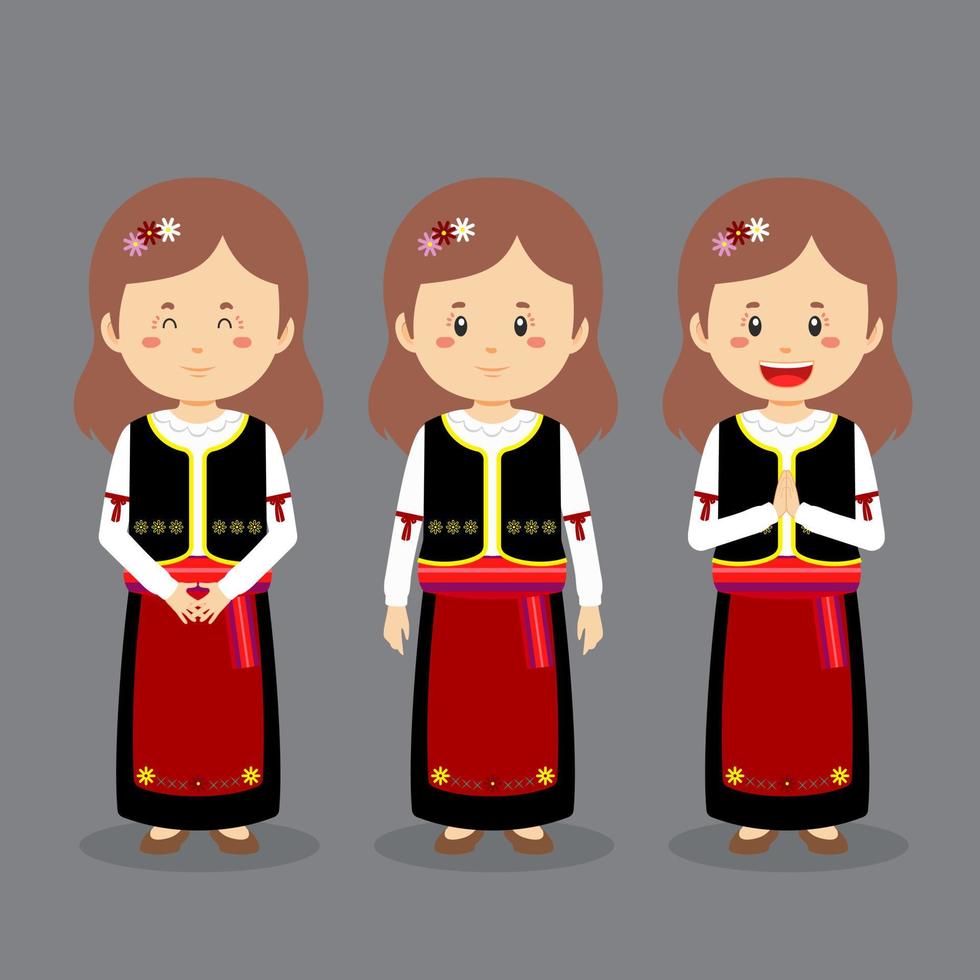 serbien karaktär med olika uttryck vektor