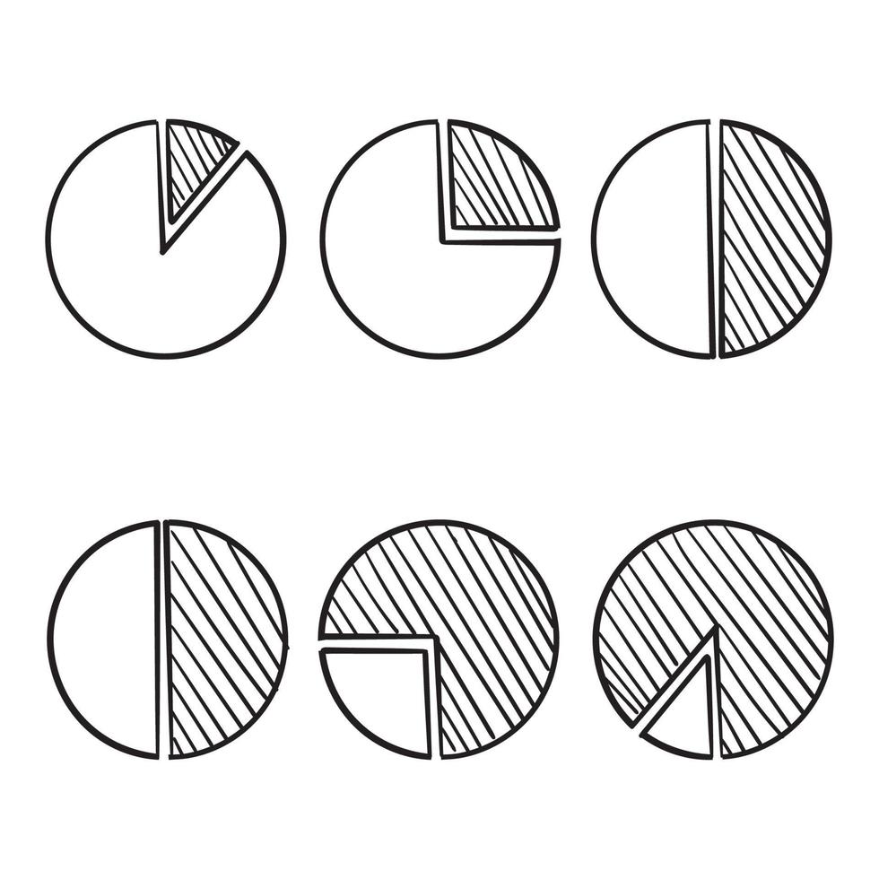 cirkeldiagram mall illustration med handritad doodle stil vektor