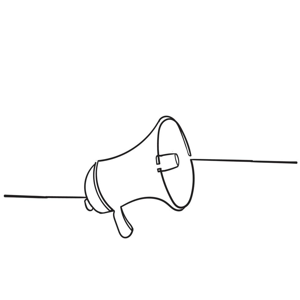 doodle megafon högtalare ikon illustration med handritad stil vektor