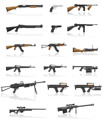 Vektor-Illustration der gesetzten Sammlung der Waffe und der Waffe vektor