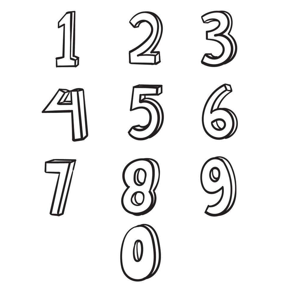 die Doodle-Nummern für Kinderthemen mit handgezeichnetem Cartoon-Stil vektor