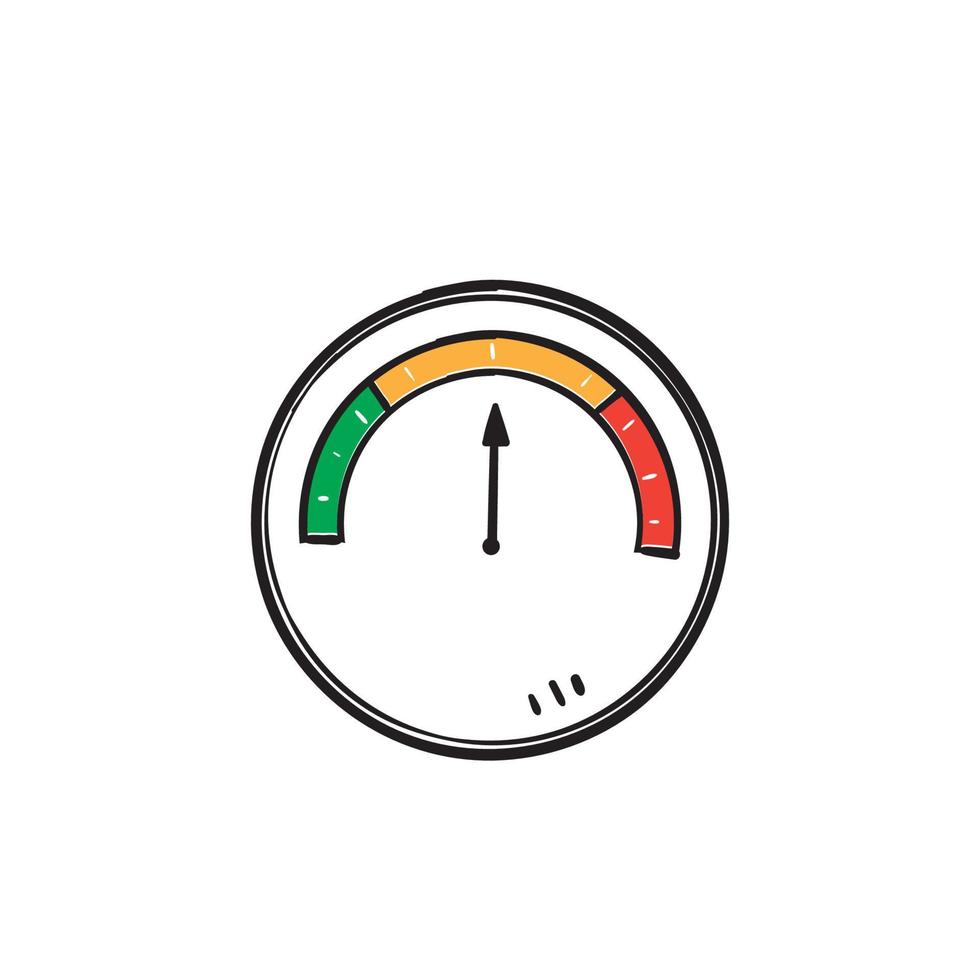 Hand gezeichneter Doodle-Tachometer-Illustrationsvektor isoliert vektor