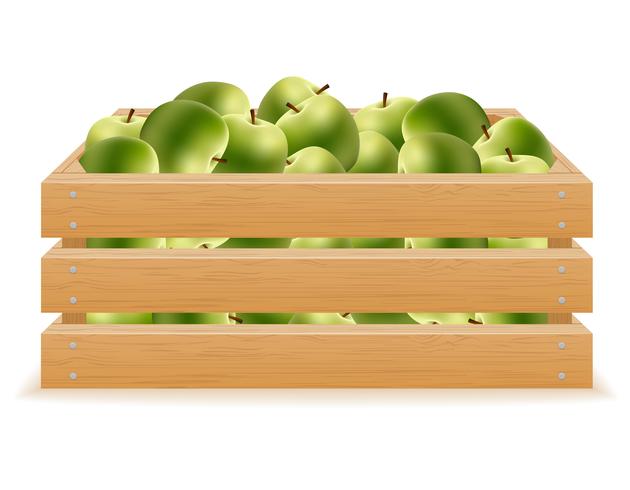 trälåda av äpplen vektor illustration