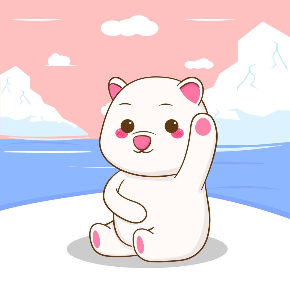 söt isbjörn tecknad djurfigur vektor
