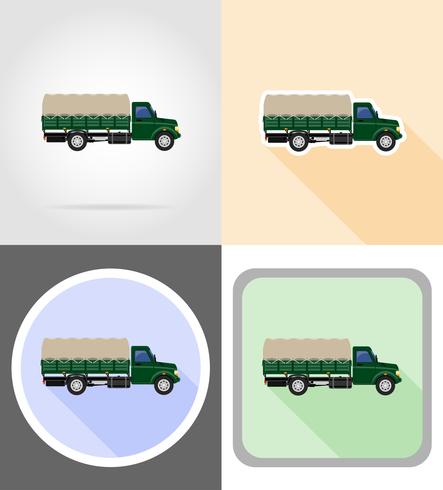 lastbil för transport av varor platta ikoner vektor illustration