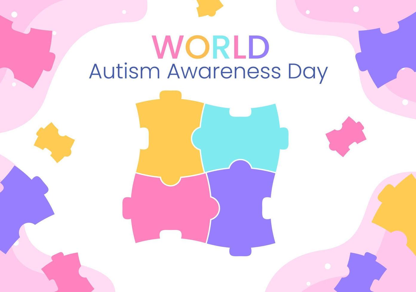 världsdagen för autismmedvetenhet med en hand av pusselbitar lämpliga för gratulationskort, affisch och banderoll i platt designillustration vektor