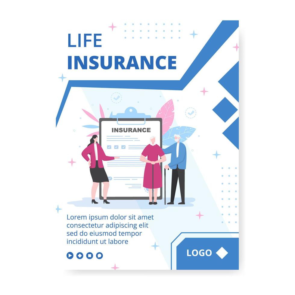 livförsäkringsaffischmall platt designillustration redigerbar av kvadratisk bakgrund lämplig för sociala medier, gratulationskort eller webbannonser på internet vektor