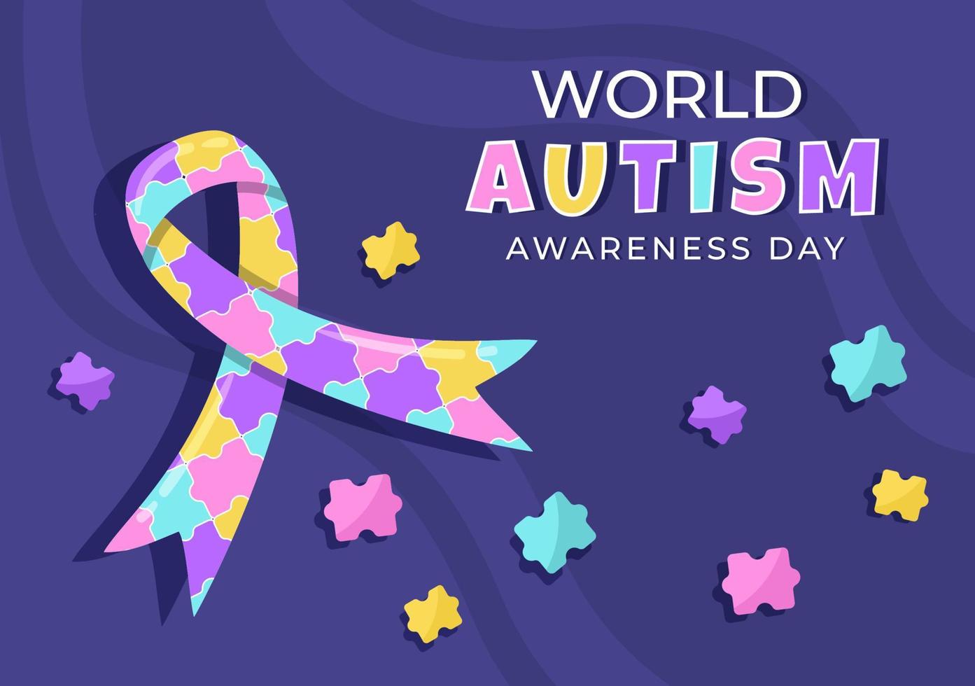 världsdagen för autismmedvetenhet med hand och pusselbitar lämpliga för gratulationskort, affisch och banderoll i platta designillustrationer vektor