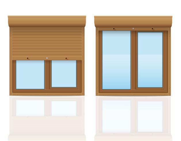 brunt plastfönster med rullande jalusier vektor illustration