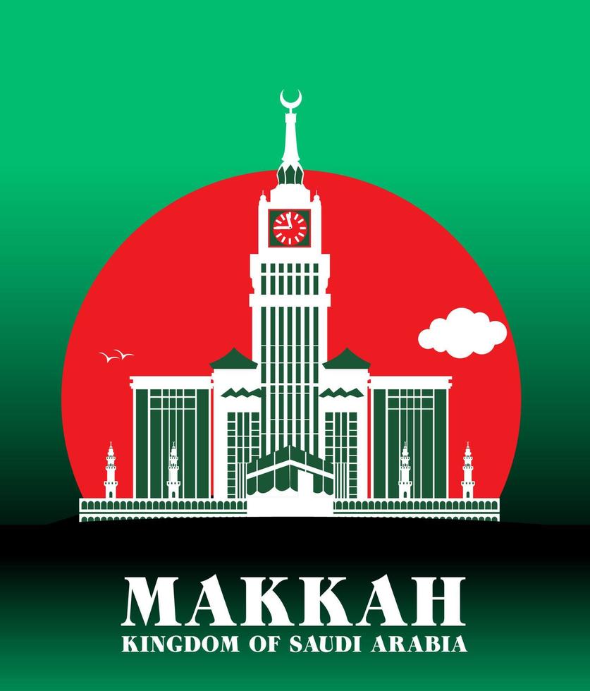 staden makkah saudiarabien berömda byggnader. redigerbar vektorillustration vektor