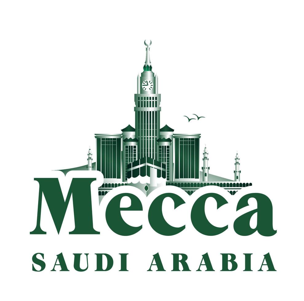 Stadt von Makkah Saudi-Arabien berühmte Gebäude. bearbeitbare Vektorillustration vektor