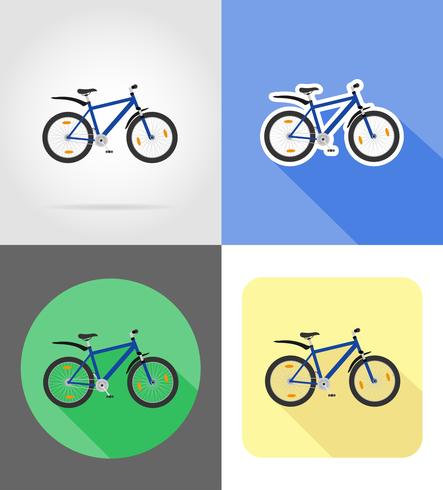 mountainbike platt ikoner vektor illustration