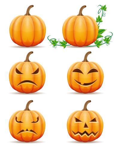 Set Icons Halloween Kürbis-Vektor-Illustration vektor