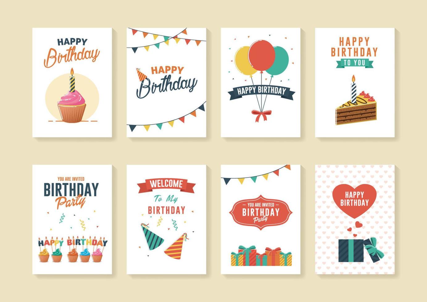 Set Geburtstagsgruß- und Einladungskarten vektor