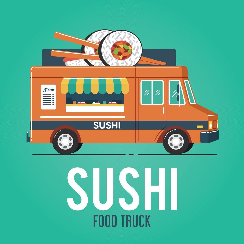 sushi food truck vektor