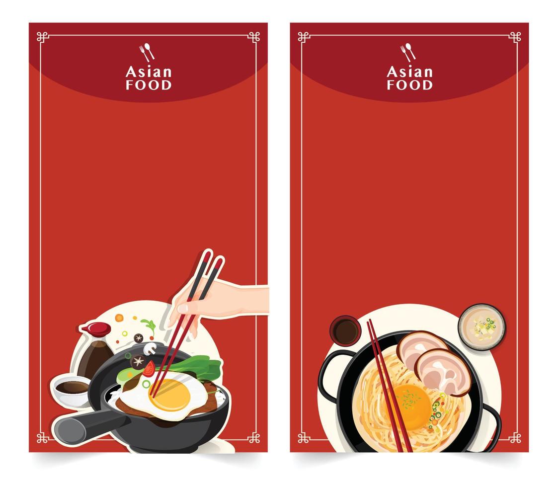 Design-Banner für soziale Netzwerke, Vorlagendesign für asiatische Lebensmittel für Werbung, Vektorillustration vektor