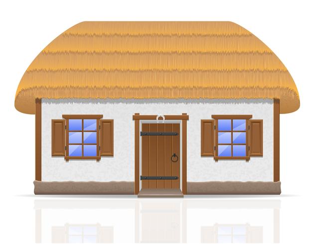 altes Bauernhaus mit einer Strohdachvektorillustration vektor