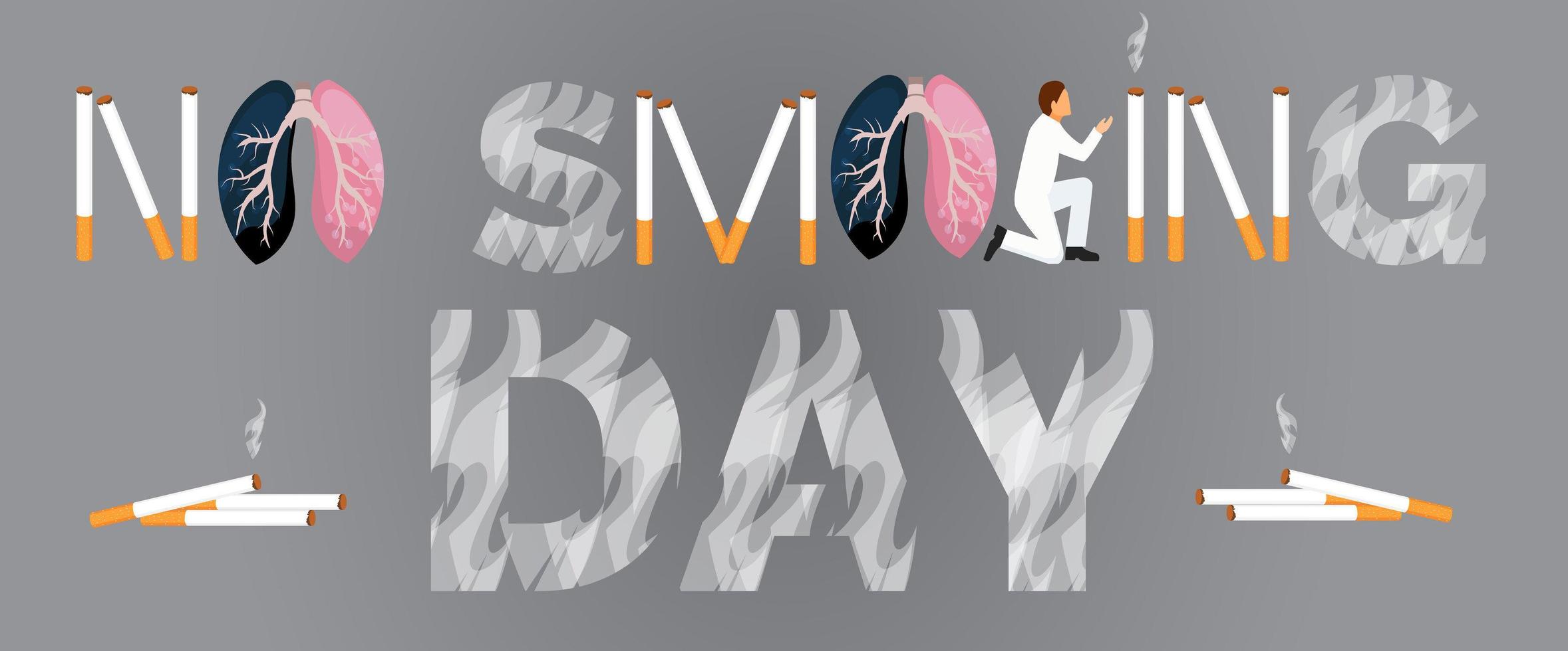 rökfri dag, firas den tredje torsdagen i november och världsdagen för tobaksförbud i maj. vektor