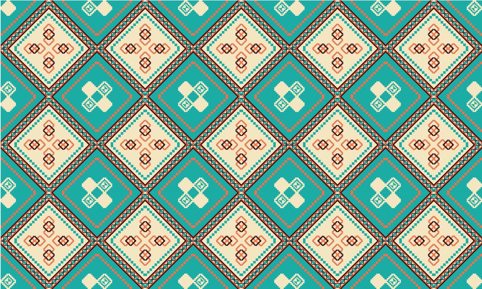 geometrische ethnische orientalische nahtlose Muster traditionelles Design für Hintergrund, Teppich, Tapete, Kleidung, Verpackung, Batik, Stoff, Vektorillustration. Stickerei-Stil. vektor