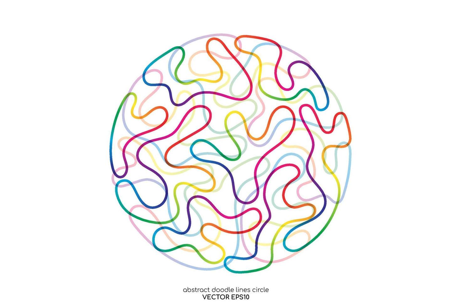 abstrakt doodle linjer i cirkel rund form färgglada spektrum färger isolerad på vit bakgrund vektor