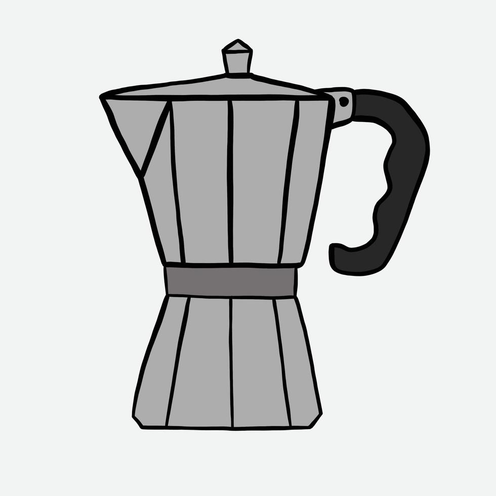 doodle frihandsskissritning av kaffebryggare. vektor