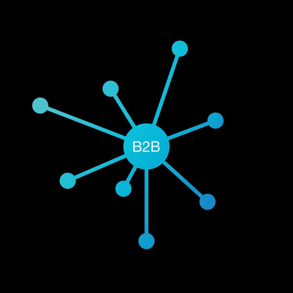 B2B-Symbol auf schwarzem Hintergrund. Business-to-Business-Konzept. Vermarktungsstrategie. Vektor