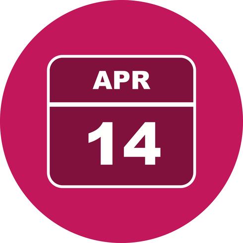 14 april Datum på en enkel dagskalender vektor