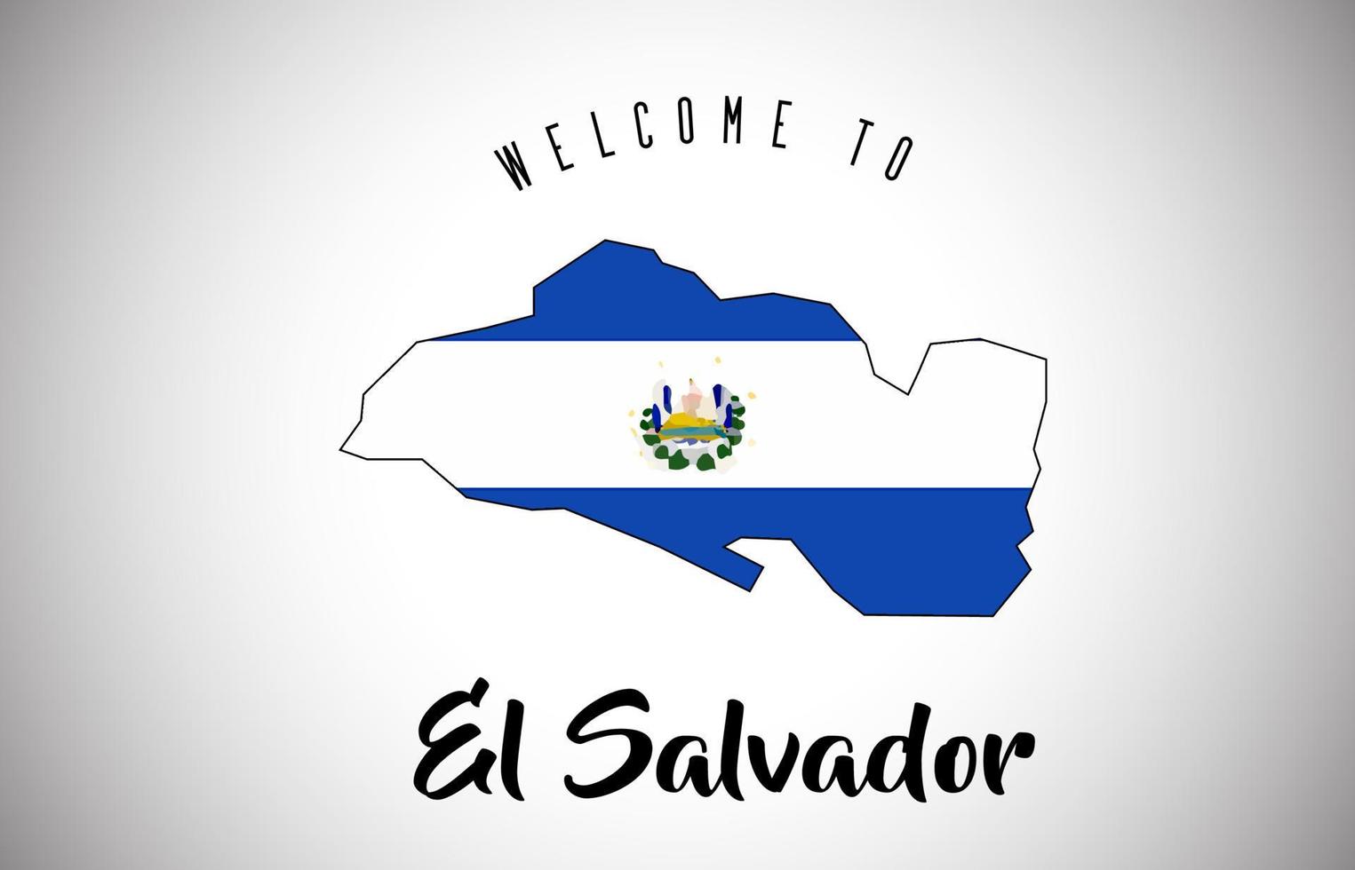 el salvador Willkommen bei Text und Landesflagge im Vektordesign der Landesgrenze. vektor