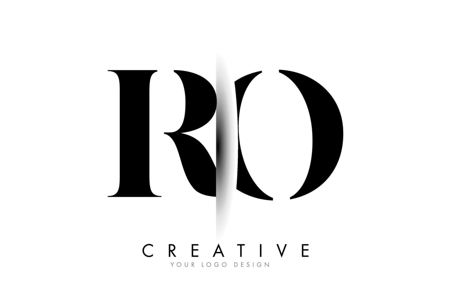 Ro-Ro-Brief-Logo mit kreativem Schattenschnitt-Design. vektor