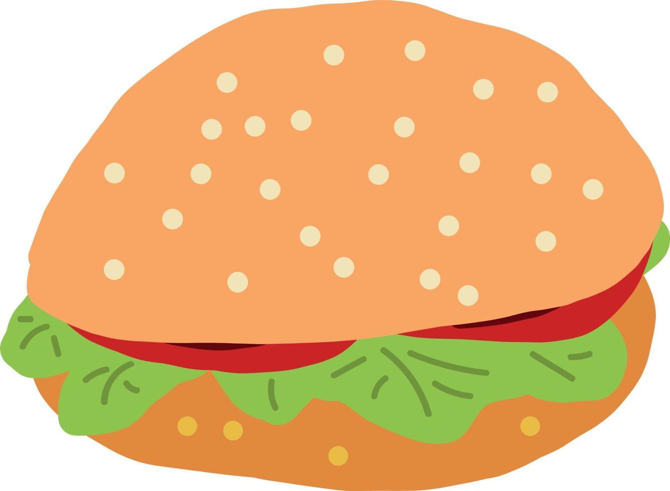 Hamburger handgezeichnet. Cartoon, Symbol, Aufklebermenü Fast-Food-Café vektor