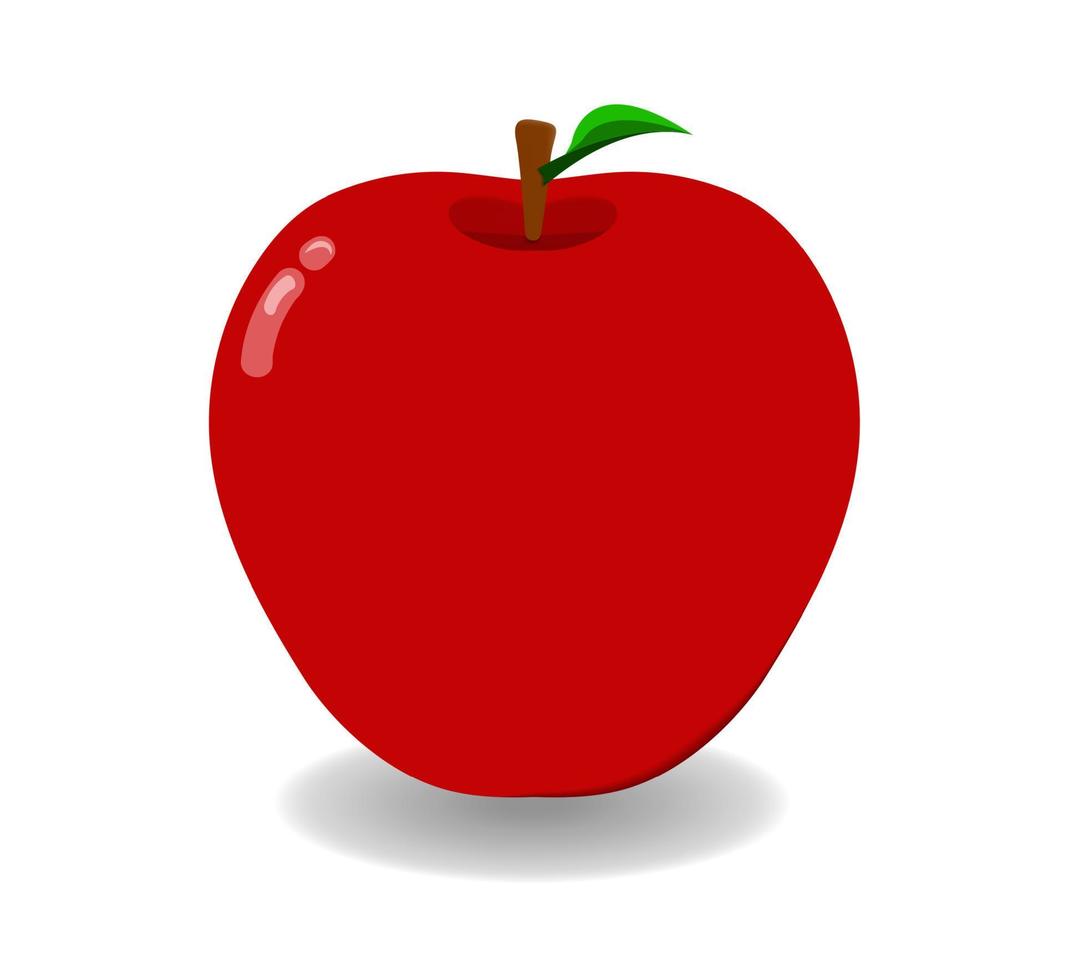 ein einzelner roter Apfel auf weißem Hintergrund. Es ist eine Frucht, die gesunde Nährstoffe und Vitamine enthält. Vektordesign vektor