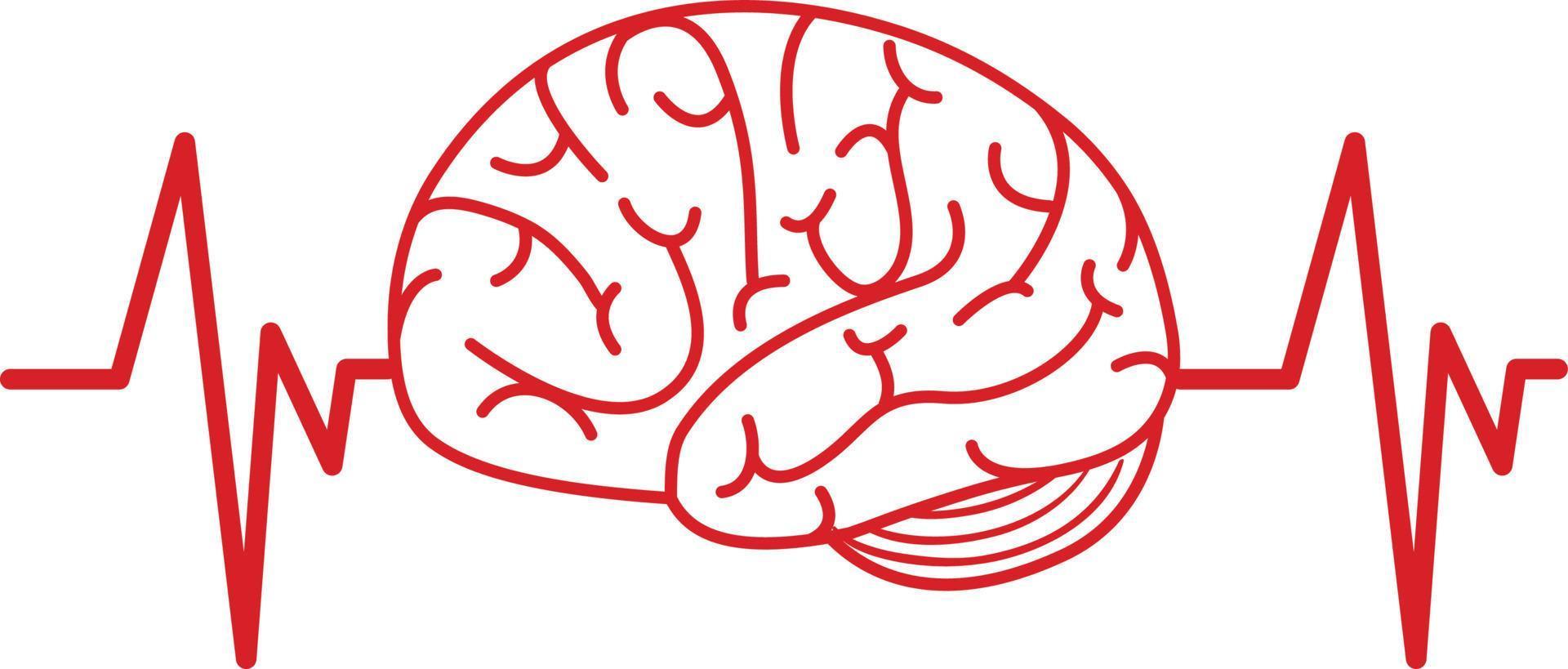 hjärnan har en röd signal på vit bakgrund vektor