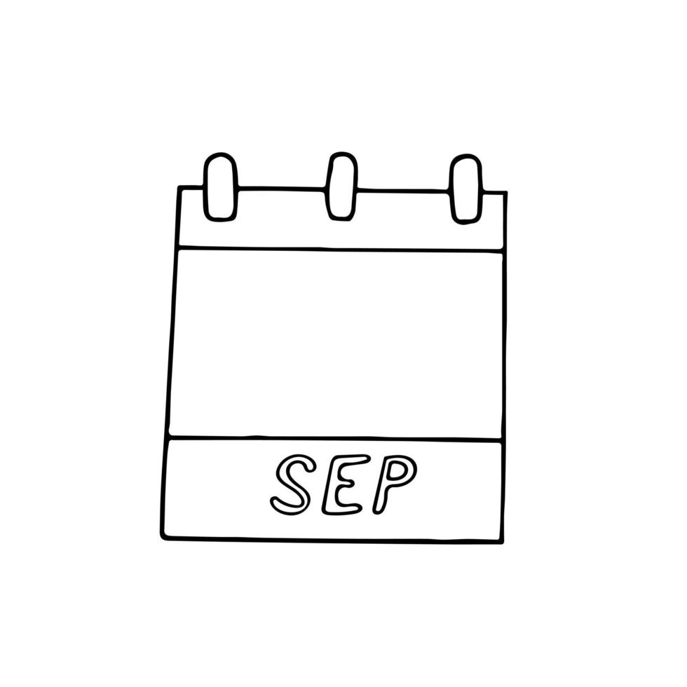 september månad kalendersida handritad i doodle stil. enkel skandinavisk liner. planering, affärer, datum, dag. enda element för designikon, klistermärke vektor