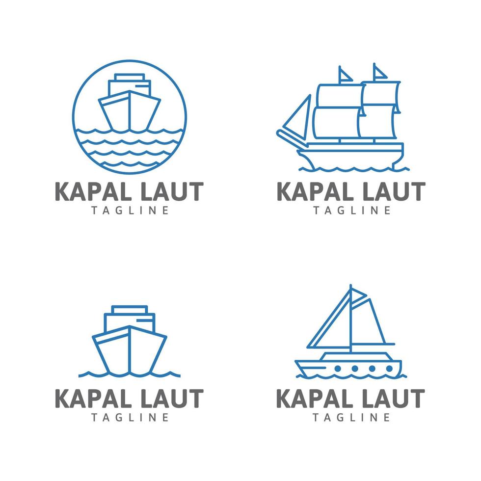 samling fartyg logotyp vektor